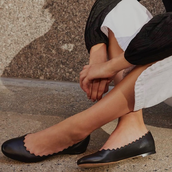 Chloe Scalloped Ballet Flats Size 36 - Picture 1 of 5